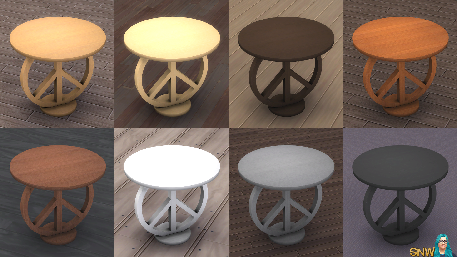 SNW Peace, Love &amp; Hippieness End Table Custom Content CC for The Sims 4