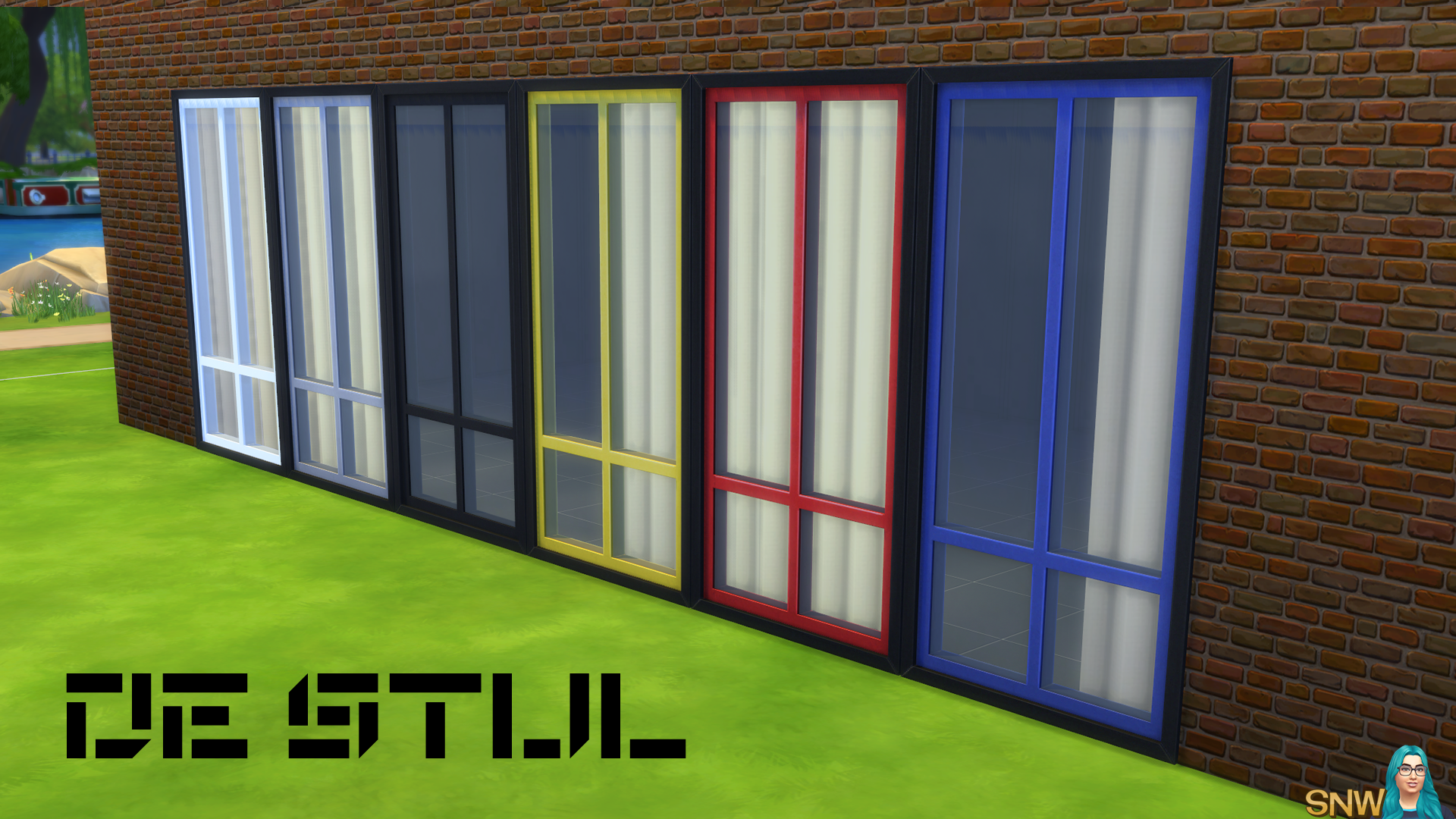 De Stijl Windows for The Sims 4