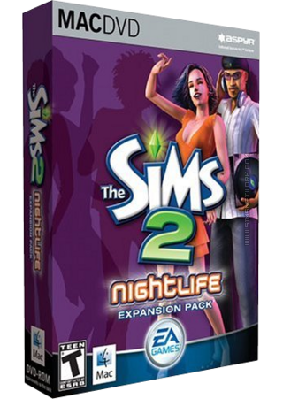 The Sims 2: Nightlife for Mac box art packshot US